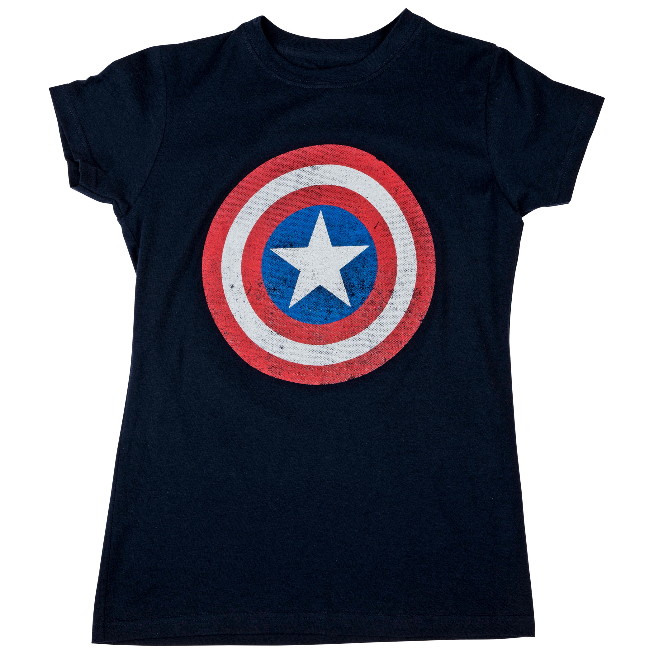 Captain America Distressed Shield Symbol Women's T-Shirt